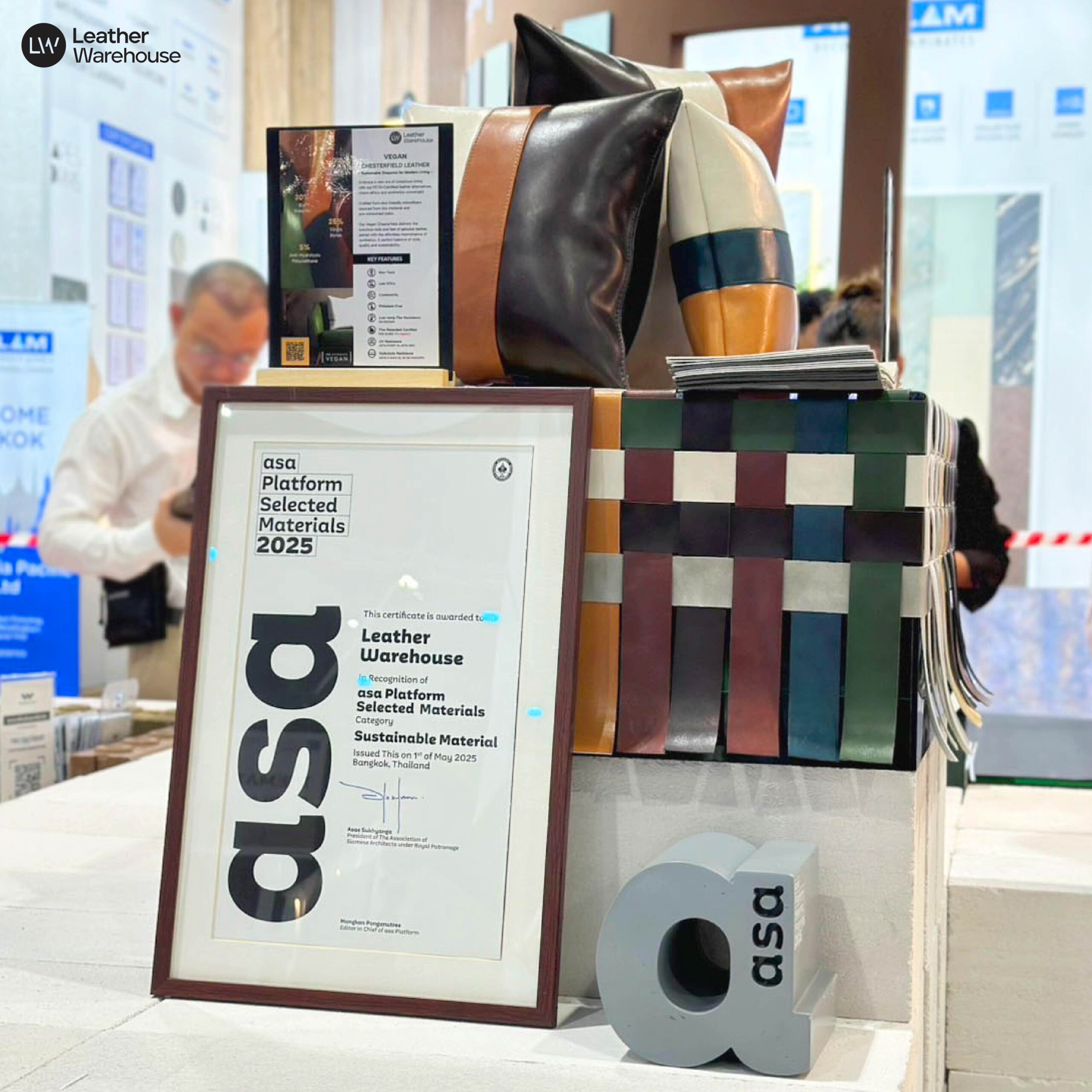 Bio Vegan Chesterfield แบรนด์ Leather Warehouse ได้รางวัล ASA Platform selected 2025 สาขา Sustainable Material