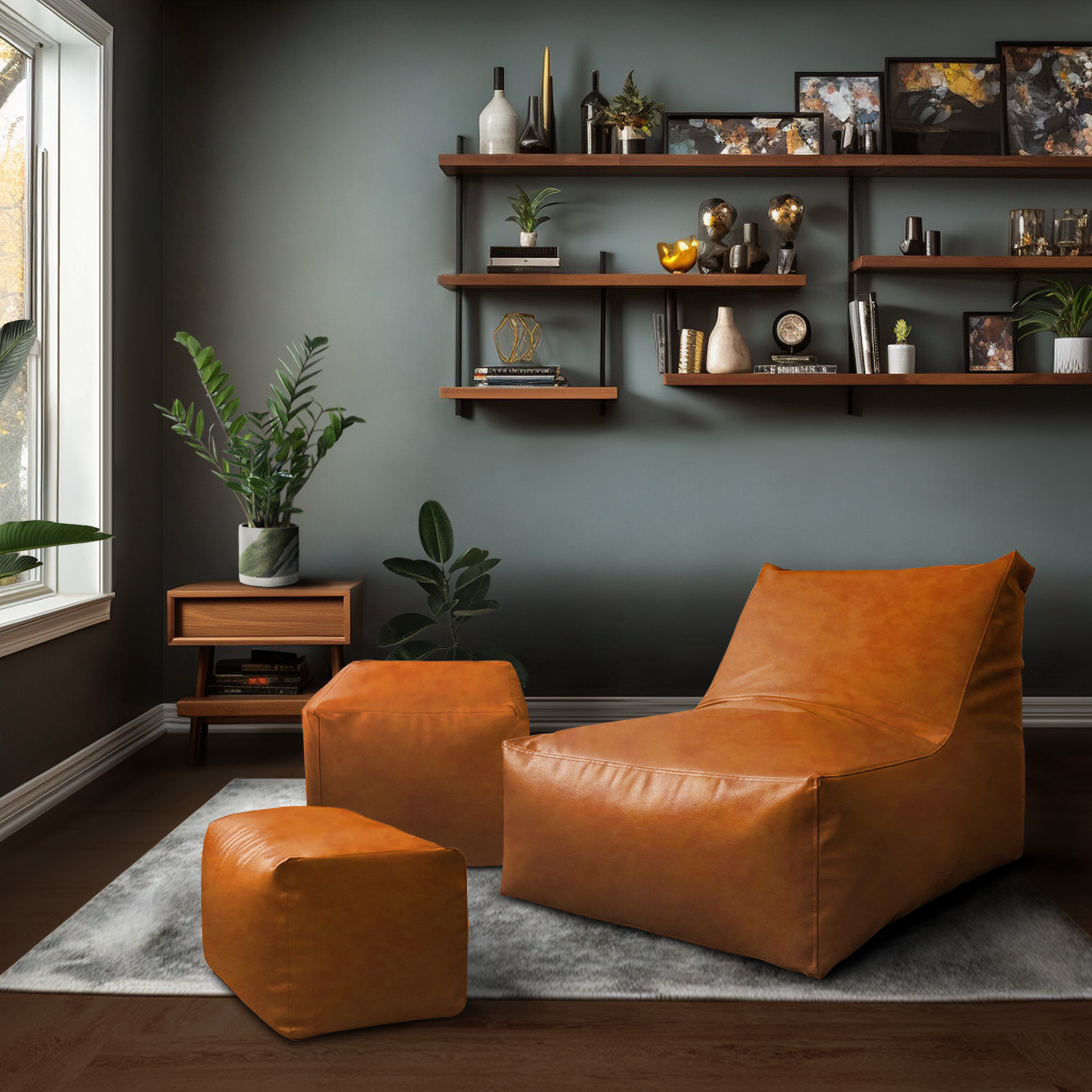 Brown Bio Vegan Chesterfield Beanbag
